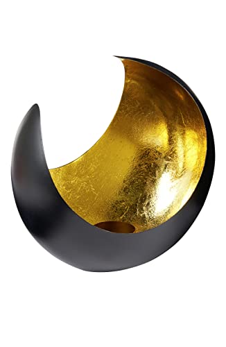 MAADES Windlicht lantaarn Oosterse maan groot 20 cm goud | Oosterse vintage theelichthouder zwart van buiten en goudkleurig van binnen | Marokkaanse windlichten van metaal als decoratie - Afbeelding 7
