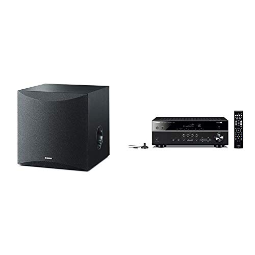 Image of Yamaha 8" 100W Powered Subwoofer - Black (NS-SW050BL) with Yamaha RX-V385 5.1-Channel 4K Ultra HD AV Receiver with Bluetooth