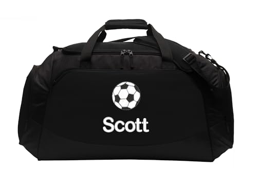 Personalized Soccer Duffel Bag, Athletic Gear, Sports Gift, Large Custom Bag Monogrammed Name, Black