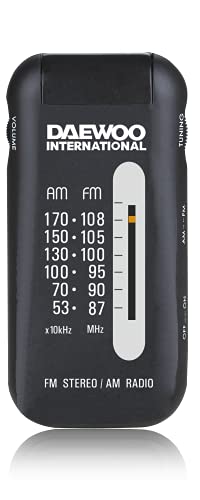Daewoo Radio de Bolsillo DRP-9 | Radio Analógica Pequeña | Transistor Radio AM/FM | Alatavoz Frontal | Salida de Auriculares | Color Gris Cover