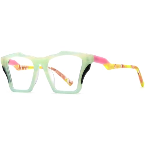 Image of HEPIDEM Gradient Multicolor Acetate Glasses Frame Women Big Oversize Eyeglasses 2023 New Spectacles Eyewear