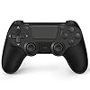 MOOGOLE Wireless Controller Compatible with PS4, with Vibration Feedback/Motion Sensing/Touchpad/Light Bar/Speaker/3.5mm Headphone Jack/Share - Black