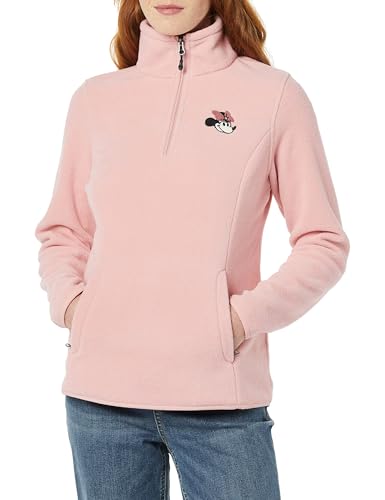 Amazon Essentials Disney | Marvel | Star Wars | Princess Chaquetas de Forro Polar con Cuello Perkins y Cremallera de un Cuarto Mujer, Minnie Faces, M