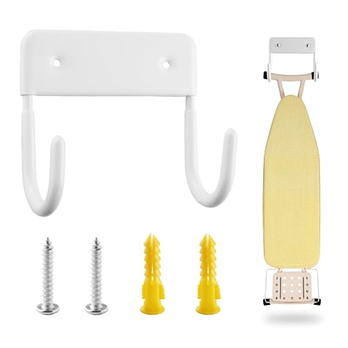 COKUMA Ironing Board Holder, Sturdy and Space-Saving Ironing Board Hanger Wall Mount Suit for Most Ironing Board and Step Ladder in Laundry Room, Garage and Storage Room