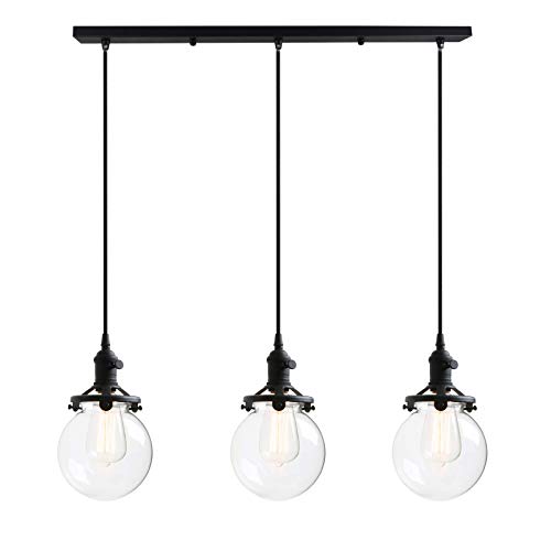 Plafonnier suspension vintage haut de gamme avec globe en verre et câble noir