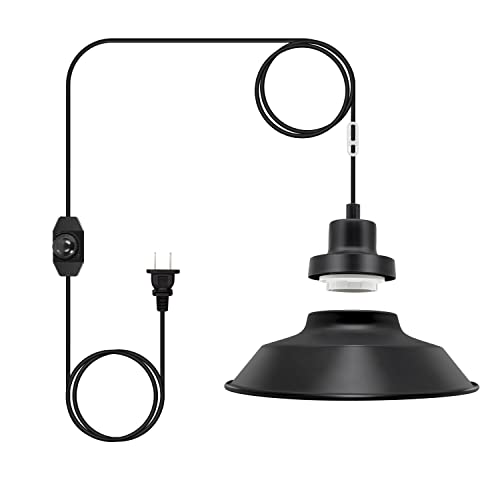 Lampara Techo Industrial con Enchufe, 450cm Cable Lampara Techo Colgante Lámpara de Suspensión con Interruptor Dimmable E27 Portalámparas Lampara Techo Colgante de Metal, para Salon Cocina