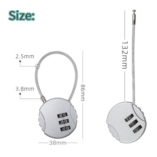 Image of 3 Digit Travel Luggage Combination Lock, Gym Padlock Mini Combination Waterproof Resettable Bag Luggage Gate Padlock Outdoor for School Locker Backpack Travel Toolbox Storage (Silver)