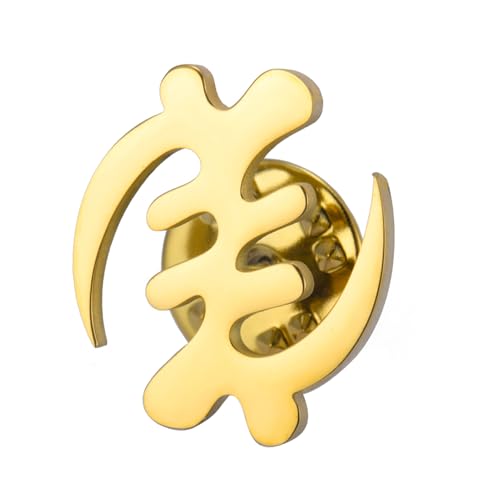 Dreamtimes Gye Nyame Spilla Premium in acciaio inox Adinkra Simbolo Gioielli Regalo spirituale africano per uomini e donne Gioielli di design africano (Oro)