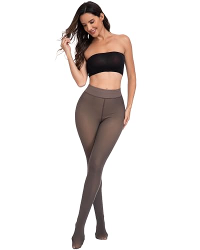 Image of CHRLEISURE Women's Fleece Lined Tights - Fake Sheer Warm Pantyhose Thick Winter Leggings