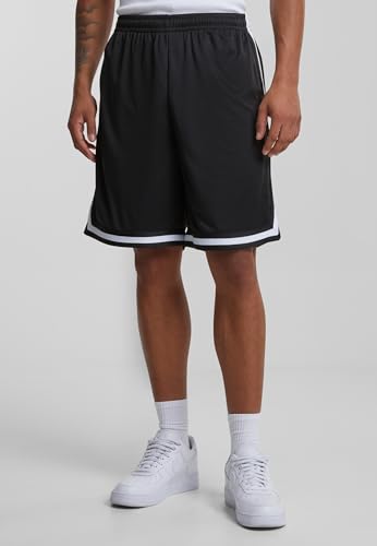 Foto von Urban Classics Herren Shorts Stripes Mesh Shorts, lässige Mesh Shorts für Männer, Straight Leg, erhältlich in verschiedenen Farbvarianten, Blkblkwht, L