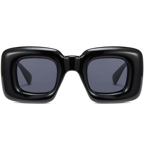 Cyxus Cute Square Thick Frame Inflated Sunglasses For Women Men Chunky Y2K Glasses Trendy Funny Shades