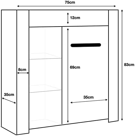 Furneo Matt & High Gloss White Cabinet Cupboard Sideboard Unit Milano 10 White LED Light
