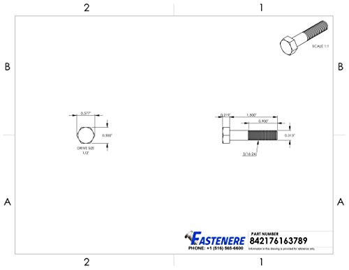Image of 5 /16-24 x 1-1 /2 inch Hex Head Cap Screw Bolts, External Hex Drive, Stainless Steel 304, Partially Threaded, Stainless Steel, Quantity 25