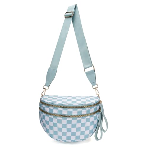 Elysir Crossbody Bag for Women, Checkered Bum Bag Crossbody, Waterproof Oxford Bum Bag for Travel and Everyday