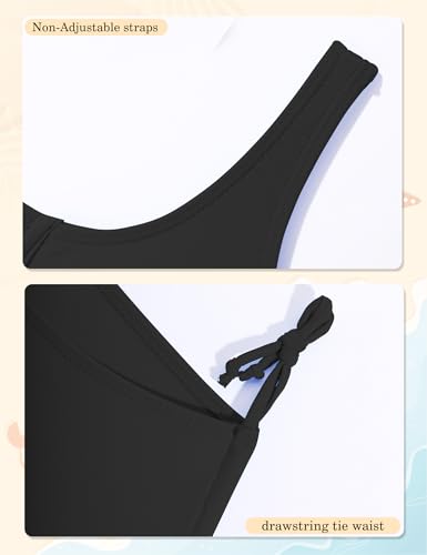 Girls Swimsuit 2 Piece V-Neck Cutout Girls' Swimwear Top High Waisted Bottom Bathing Suits for Teens 7-16 Years4