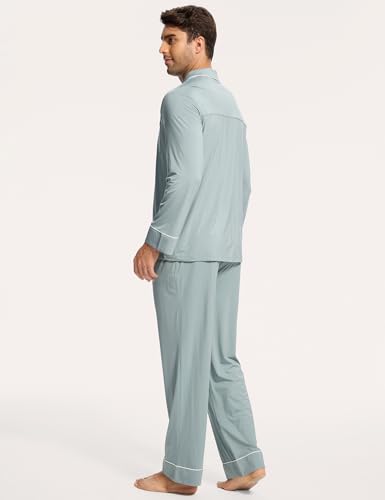 GYS Premium Bamboo Viscose Men's Pajamas Set Long Sleeve Button Down 2 Pieces Sleepwear Sets4