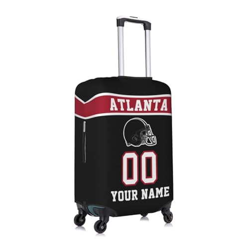 Image of Custom Atlanta Luggage Cover Personalized Football Style Suitcase Cover with Name Number Customized Washable Elastic Sports Travel Suitcase Protector for Business Vacation Gifts