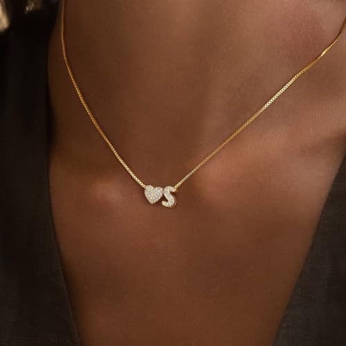 Turandoss Gold Heart Initial Necklace for Women - Dainty 18K Gold Plated Personalized Heart Letter Necklace Trendy Simple Cute Letter Necklace Gold Jewelry Birthday Gifts for Women Girls3
