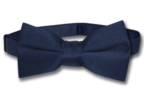 Vesuvio Napoli Boy's Bowtie Solid Navy Blue Color Youth Bow Tie #TOP30