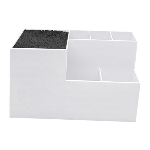 Rangement d'outils de coiffure blanc avec support de ciseaux et bac pour peignes