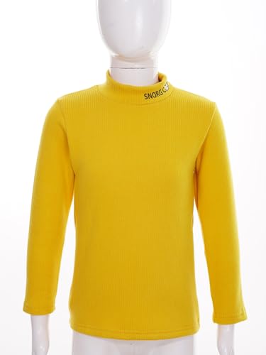 JanJean Baby Boys Girls Turtleneck Long Sleeve Underwear Tops Kids Soft Cotton Pullover T-Shirts Solid Color Warm Tees Yellow 15-16 Years