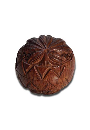 bong-discount Kräuter-Mühle, Herb-Crusher, HOLZ-Grinder | Kugel-Grinder, Motiv Blatt | 2-teilig | 36 x 36 mm | Stift… – Bild 3