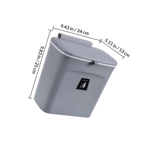 Caneca de basura colgante pequeña con tapa gris oscuro miniatura 2