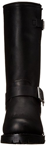 RIDETECS 11" Leather Biker Riding Boots For Men, Black - Calf High Adjustable Vamp With Side Ankle Straps2