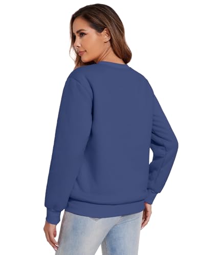 Flygo Women's Sherpa Lined Fleece Crewneck Pullover Sweatshirts Casual Winter Warm Sweatshirt3