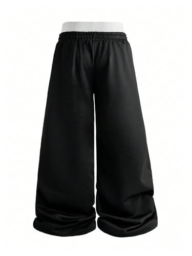 GORGLITTER Men's Double Waisted Sweatpants Y2k Baggy Sweatpants Drawstring Wide Leg Workout Grunge Pants2