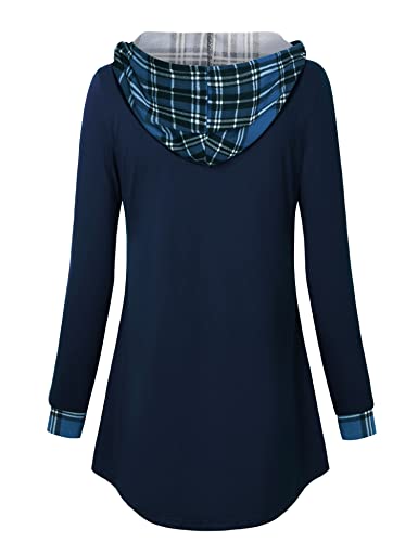 Image of Lotusmile Women's Long Sleeve Hooded Tunic Tops Button Swing Pullover Hoodie Sweatshirts
