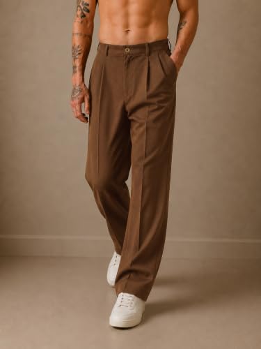Image of Amazon Brand - INKAST Men Relaxed Fit Korean Pant | Formal Trousers | Straight Fit | Easy Wash | Office Wear