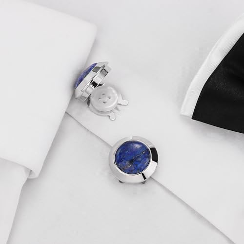 Button Covers Cufflinks for Dress Shirts and Tux Shirts, TAIGRAMA Mens Cufflinks Button Cover on Birthday Wedding Bussiness3