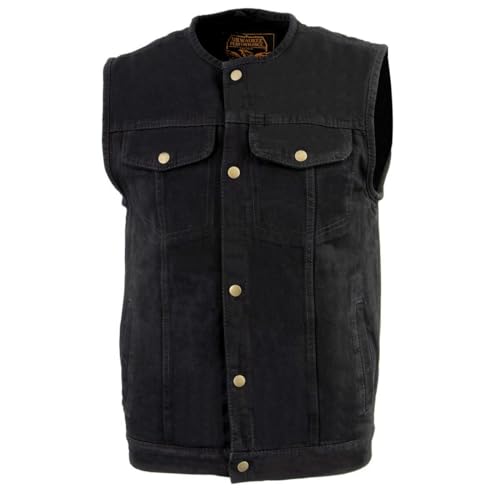 Image of Milwaukee Leather Men's Classic Club Style Premium Denim Motorcycle Biker Vests MDM