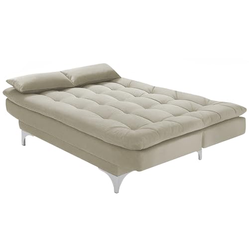 Image of Krancy 3-Seater Sofa Cum Bed for Living Room, Office & Home | Premium Fabric Sleeper Sofa Set with 1 Year Warranty | Comfortable Sofa for Guests, Lounge & Small Spaces (Beige)