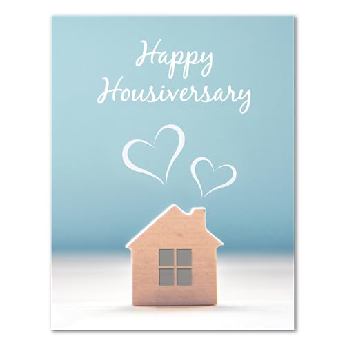 Image of Mediz Note Cards for Real Estate Agents - Pack of 50 Notecards and Envelopes Designed Especially for Real Estate Agents (Happy Housiversary - Blue - 50 Pack)