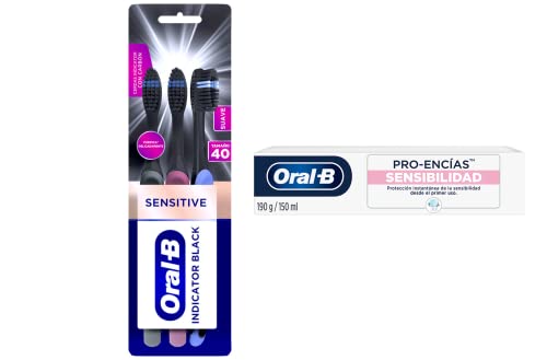 Oral B Indicator Black Charcoal Cepillo Dental Suave 3 Unidades + Pasta Dental Pro-Encías Sensi 150Ml