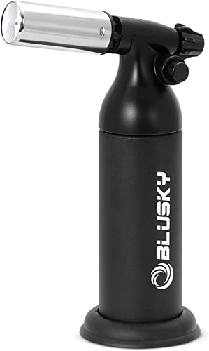Blusky Big Butane Torch Refillable Industrial Torch Portable Anti-Flare Brass Nozzle Adjustable Flames with Child Safety Lock Multipurpose for Soldering Baking Kitchen Torch (Butane Gas Not Included)