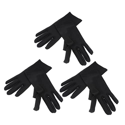 Housoutil 2sets Black Fabric Gloves Hands Stretchy Jewelry Gloves for Etiquette Elastic 3pairs*2