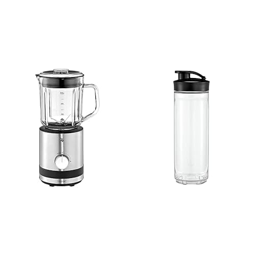 WMF Küchenminis Kompaktmixer, Standmixer, 4 Watt, Glasbehälter,8 l, Pulsstufe, cromargan matt & Kult X Mix & Go/Küchenminis Trinkflasche 600ml, Tritan-Kunststoff, BPA-frei, bruchsicher