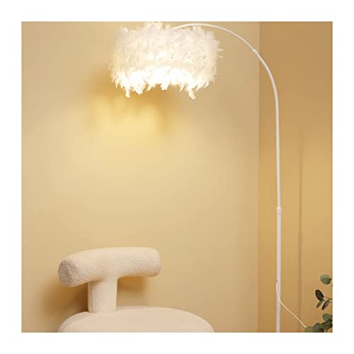Lámpara de pie de plumas blancas de estilo minimalista ideal para el dormitorio o la zona de estar
