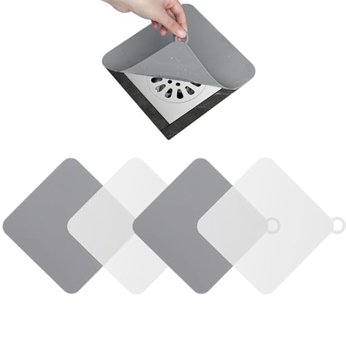 Scettar 4 Pcs Tapa Desague Ducha, 20x20cm Rejilla Desague Ducha,Filtro Desague Ducha, Se Utilizan para Impedir La Entrada De Olores Y Objetos Extraños Coladores De Drenaje De Silicona