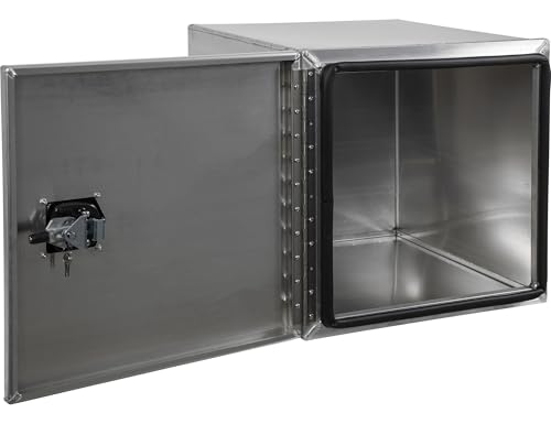 Image of Buyers Products 1705395 Pro Series 18x18x18 Smooth Aluminum Underbody Truck Tool Box, Single Barn Door, Compression Latch, 0.125 in Thick, Rain Gutter & Bulb Seal, Bolt-On Stainless Hinge