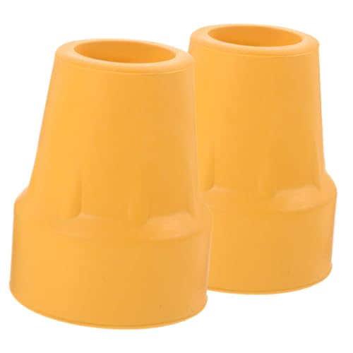KOMBIUDA 2pcs Cane Tips Replacement Cane Tips Cane Foot Covers Non-Slip Crutch Pad Rubber Yellow