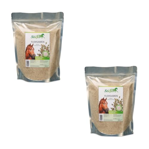 Stiefel Flohsamenschalen | Doppelpack | 2 × 1 kg | Einzelfuttermittel für Pferde | Indische Flohsamenschalen