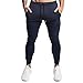BUXKR Men's Slim Joggers Workout Pants for Gym Running and Bodybuilding Athletic Bottom Sweatpants with Deep Pockets,Navy,XL