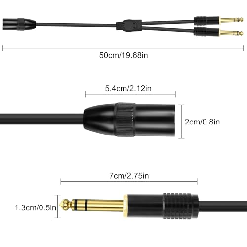 Cable XLR macho a 2 Jack 6.35mm TRS 0.5 m miniatura 2