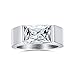 Personaliza Anillo de Compromiso para Hombre de Corte Esmeralda con Zafiro Azul Simulado o Circonita Cúbica Transparente de 4CTW Geométrico Simple AAA CZ en Acero Inoxidable Tono Plateado Grabado Imagen de Personaliza Anillo de Compromiso para Hombre de Corte Esmeralda con Zafiro Azul Simulado o Circonita Cúbica Transparente de 4CTW Geométrico Simple AAA CZ en Acero Inoxidable Tono Plateado Grabado
