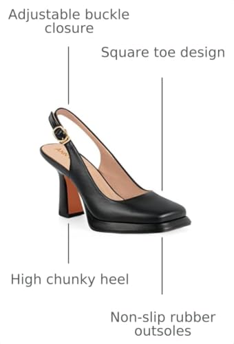 Image of ANN CREEK Women's Platform Slingback High Heels Ladies Square Toe Pump Shoes