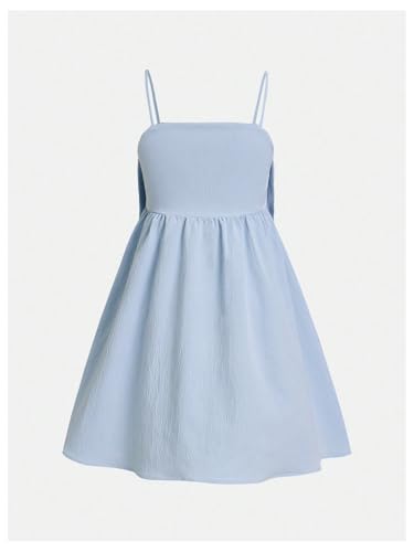 WDIRARA Girl's Bow Ruffle A Line Mini Dress Y2k Square Neck Sleeveless Cami Dresses2